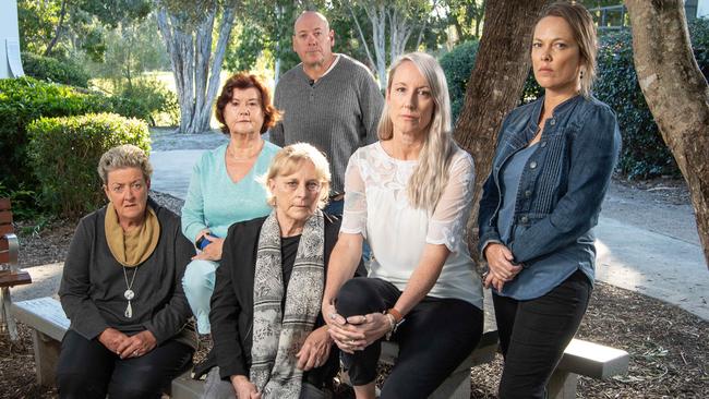 Friends and teachers of murdered Sunshine Coast schoolgirl Sian Kingi are calling on Queenslanders to sign a petition started by her parents to keep Barrie Watts behind bars. From left, teachers Helen Park, Chrissy Pobar and Jenny Forsyth, and friends Nathan Bath, Em Parnell and Emma Anderson at Sunshine Beach State School. Picture: Brad Fleet