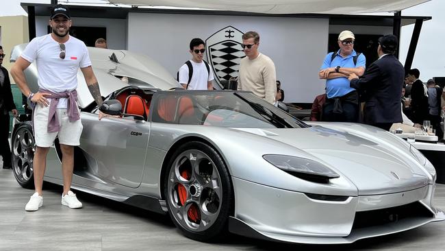 Block bidder Adrian Portelli with a Koenigsegg CC850 supercar he bought earlier this year. Picture: Supplied.