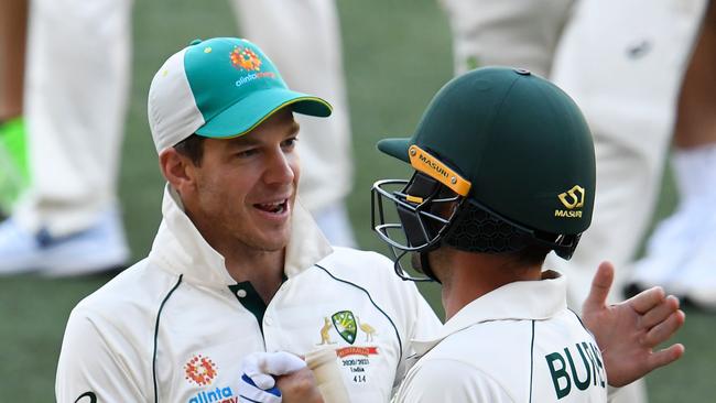 Joe Burns helped ease the pressure on his spot in the team, scoring 51* in the second innings against India. Picture: AFP.