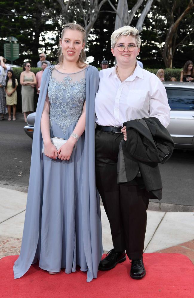 Eden Rasmussen and Lucie Rigby at Centenary Heights State High School formal. Picture; Patrick Woods.