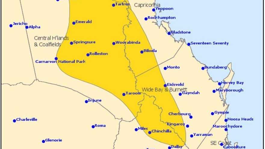 MAP: This was the warning area at 5.05pm yesterday. Picture: Bureau of Meteorology