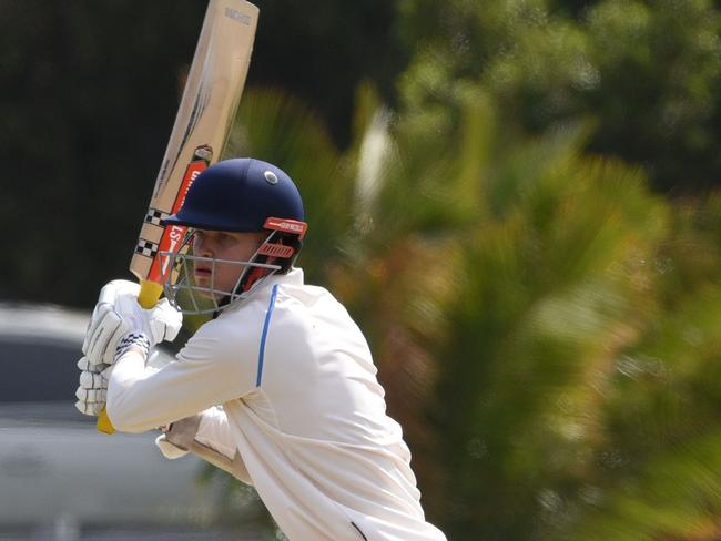 Queensland Premier Cricket with the Gold Coast Dolphins vs Ipswich-Logan at Bill Pippen Oval, Robina. Dolphin's Matt Kuhnemann batting. (Photo/Steve Holland)