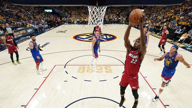 Miami’s Jimmy Butler couldn’t compete in the Mile High City. (Photo by Kyle Terada – Pool/Getty Images)