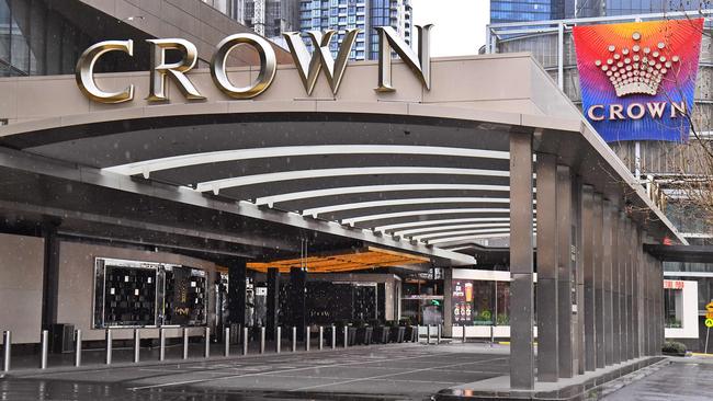 The entrance to the Crown Casino lies empty in Melbourne. Picture: AFP.