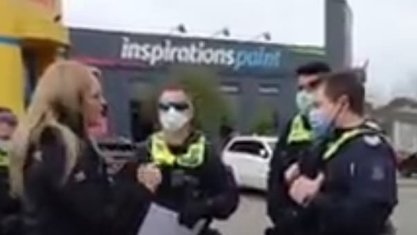 Bunnings ‘Karen’ during an altercation with police.