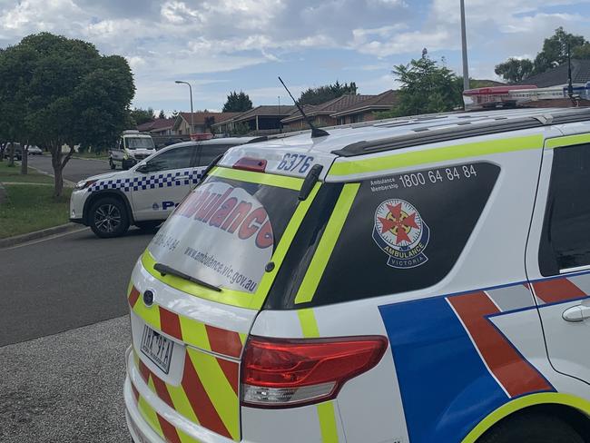 Police and paramedics at the scene in Narre Warren.