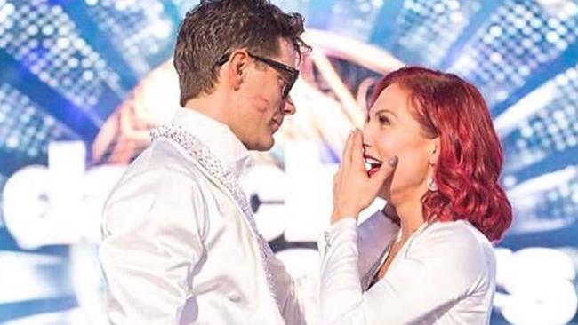 Sharna Burgess and Bobby Bones after winning the US Dancing With The Stars.