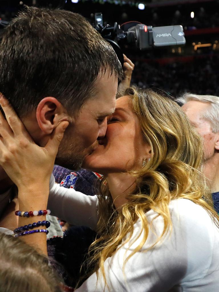 Tom Brady kisses his wife Gisele after the Super Bowl in 2019 (Photo by Kevin C. Cox/Getty Images)