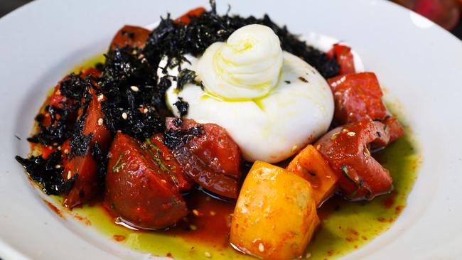 Burrata with heirloom tomatoes. Picture: Jenifer Jagielski