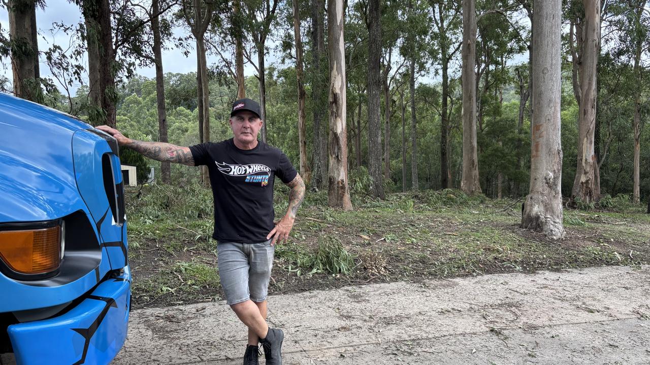 Leaves and branches litter the ground around Matt Mingay’s hinterland home. Picture: Jacklyn O'Brien.