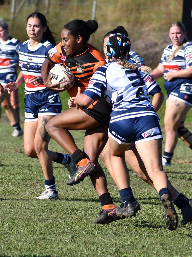 The Herbert River Crushers Women’s team drew 20-20 with Townsville Brothers in a hard-fought contest in Ingham on Saturday. Picture: Cameron Bates
