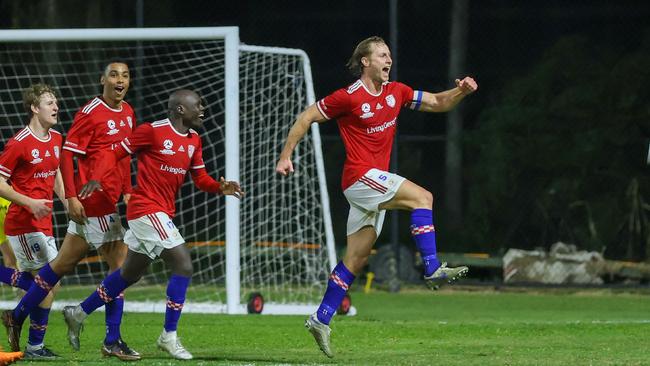 Austin Ludwik celebrates for Gold Coast Knights. Picture: Gold Coast Knights