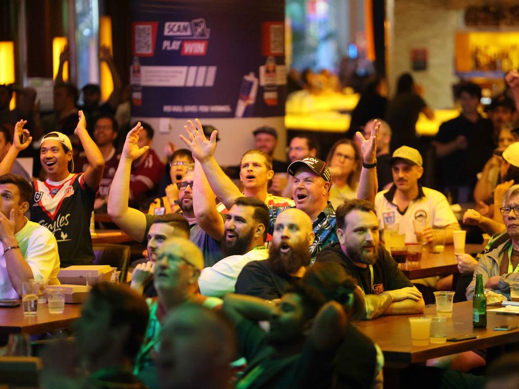 NRL fans get excited at the SuperCoach Viva non-Vegas Party at the Star Casino in Sydney. Picture: Damian Shaw