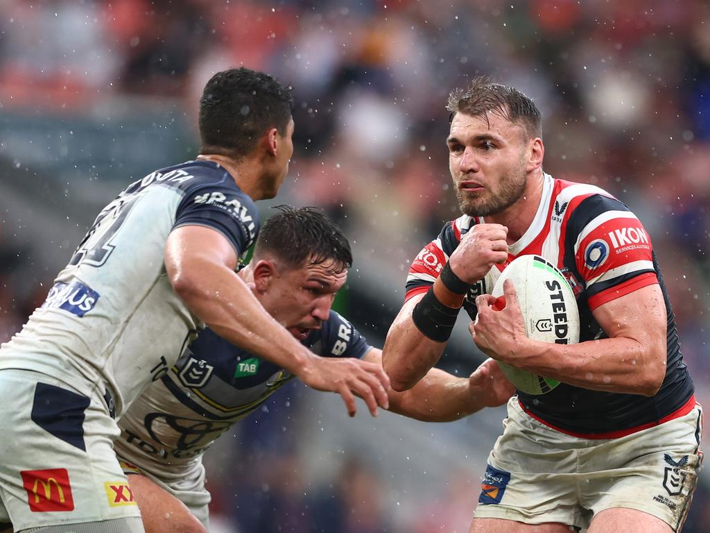 Roosters star Angus Crichton is free to sign elsewhere when his completes the final year of his contract next season. Picture: Getty