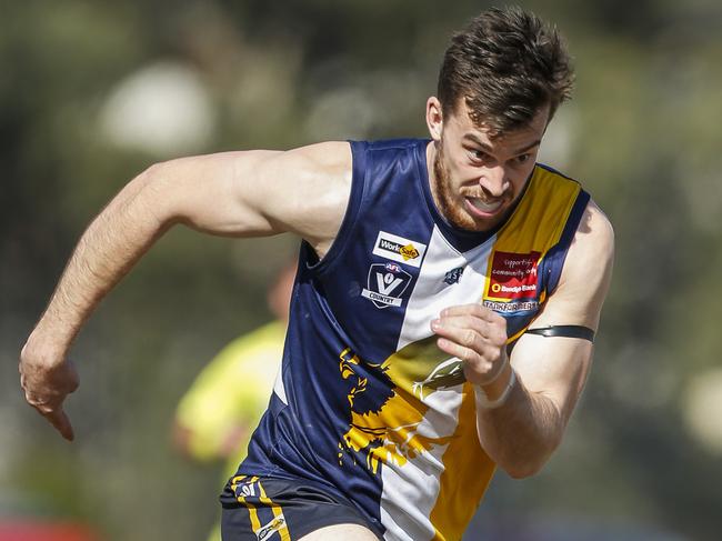 AFL Outer East (Premier Division) first semi-final: Beaconsfield v Cranbourne. Riley Welsh (Beaconsfield). Picture: Valeriu Campan