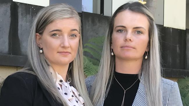 Shania Madden (left) and Ashley Whiting outside Coffs Harbour District Court. Both were abused by Gloucester stockman Paul Anthony Wardell. Photo: Jasmine Minhas