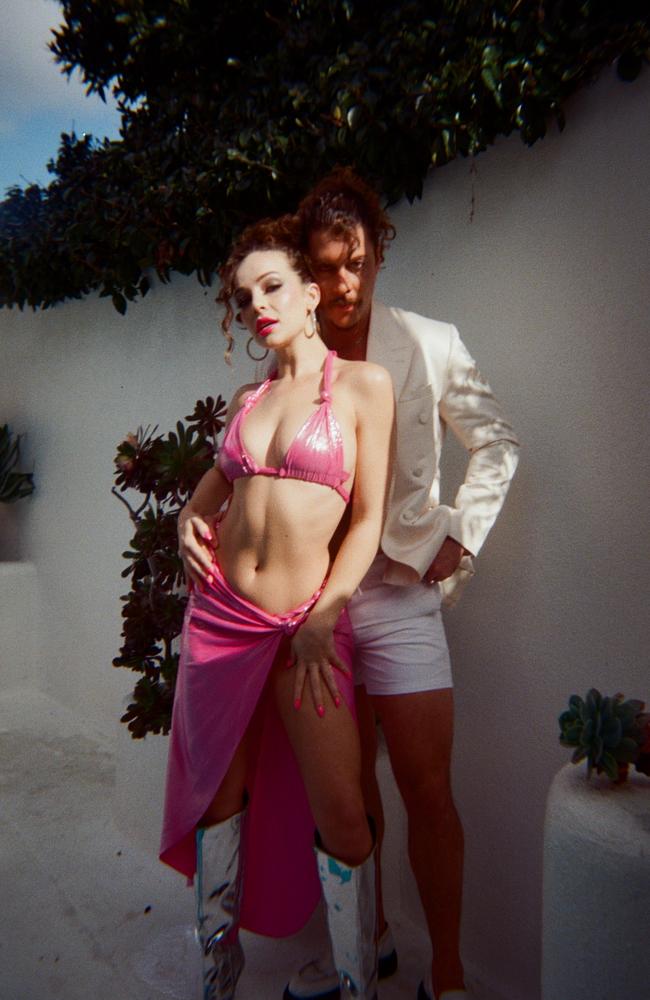 Peking Duk star Adam Hyde and girlfriend Abbie Chatfield star in the video for Online Jesus, the new single from his side project Keli Holiday. Picture: Supplied.