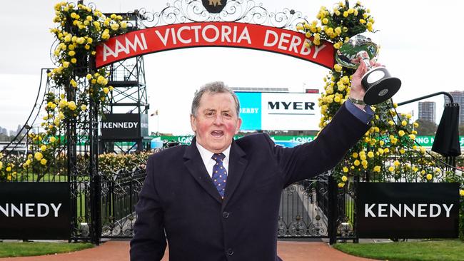 Denis Pagan has proven to be a quick learner as a racehorse trainer, notching his first Group 1 win with Johnny Get Angry in the Victoria Derby. Picture: Getty Images