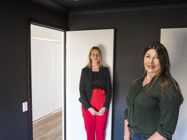 SPECIALISED HOUSING: Inspecting the sensory room of a new robust category home in Middle Ridge are SDA Qld business development manager Ashleigh Smith (left) and director Deborah Segeren. Picture: Kevin Farmer