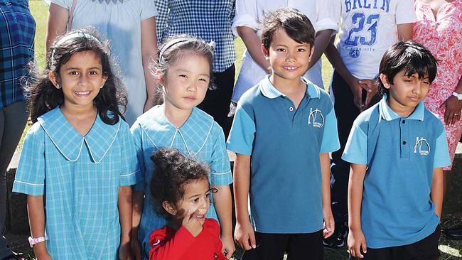 Students at Newington Public School, where more than 50 per cent of the classrooms are demountables.