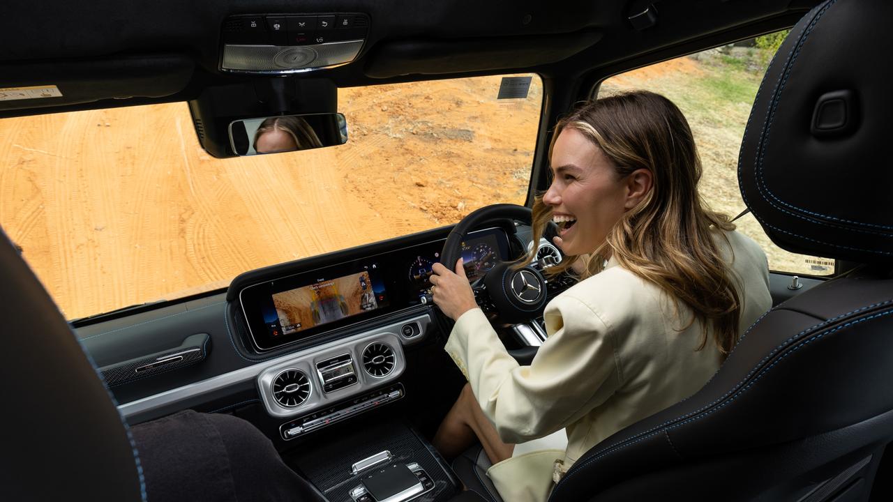 Mercedes-Benz G-Wagon 580 with EQ technology tested by Reporter Danielle Collis at the first-ever off-road track experience at the Formula One Grand Prix at Albert Park.