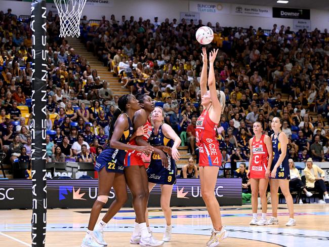 Helen Housby put the Swifts into the lead with less than a minute remaining. Picture: Bradley Kanaris/Getty Images