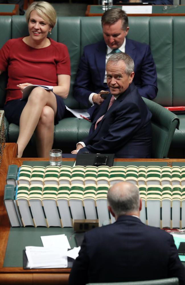 Opposition Leader Bill Shorten with Prime Minister Scott Morrison during Question Time in the House of Representatives. Picture: Gary Ramage