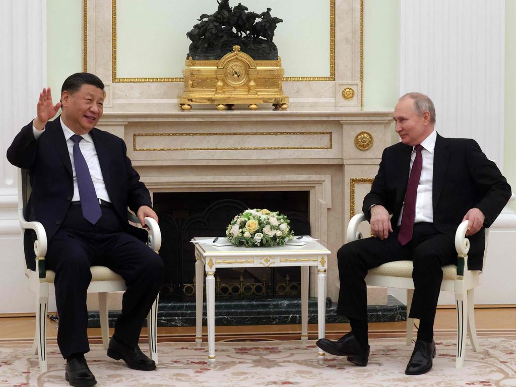 Russian President Vladimir Putin meets with China's President Xi Jinping at the Kremlin in Moscow. Picture: AFP