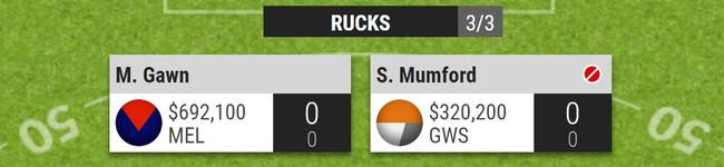 Giants ruckman Shane Mumford starts at a tempting price.