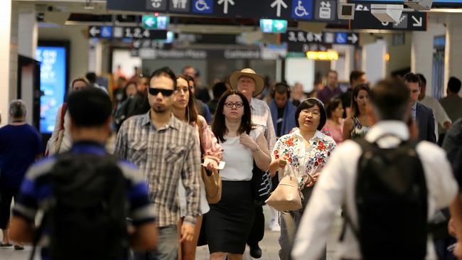 Commuters tackle major delays in Town Hall during the rail meltdown. Picture: John Grainger