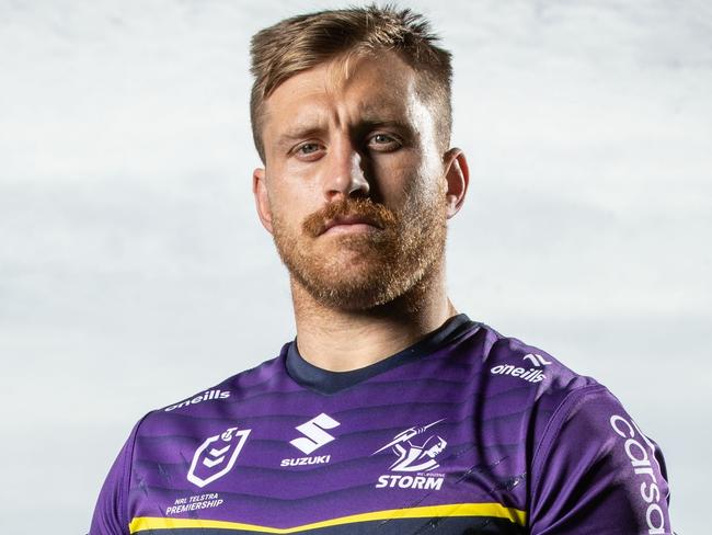 MELBOURNE, AUSTRALIA - SEPTEMBER 24: Cameron Munster poses for a photo during a Melbourne Storm NRL media opportunity at AAMI Park on September 24, 2024 in Melbourne, Australia. (Photo by Darrian Traynor/Getty Images)