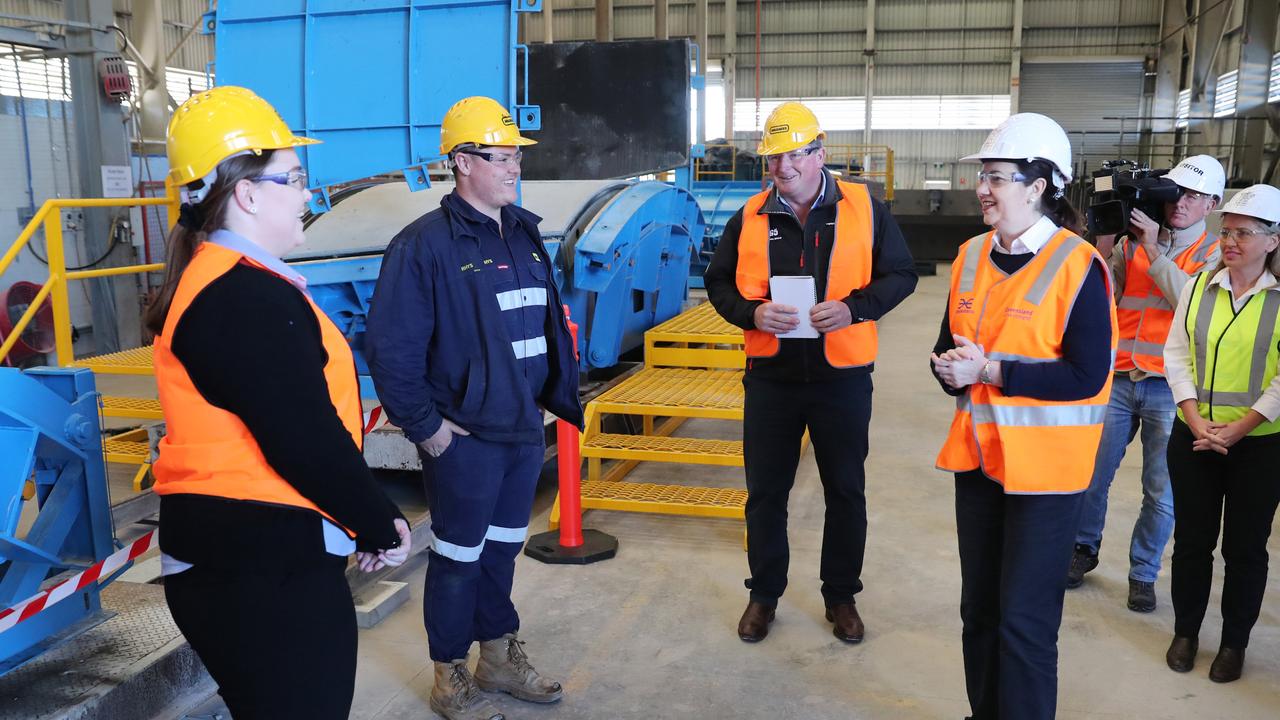 Premier Annastacia Palaszczuk meeting some of the trainees and apprentices from Wagners. Premier Annastacia Palaszczuk and State Development Minister Kate Jones visiting Wagners concrete plant at Wacol. Pic Peter Wallis