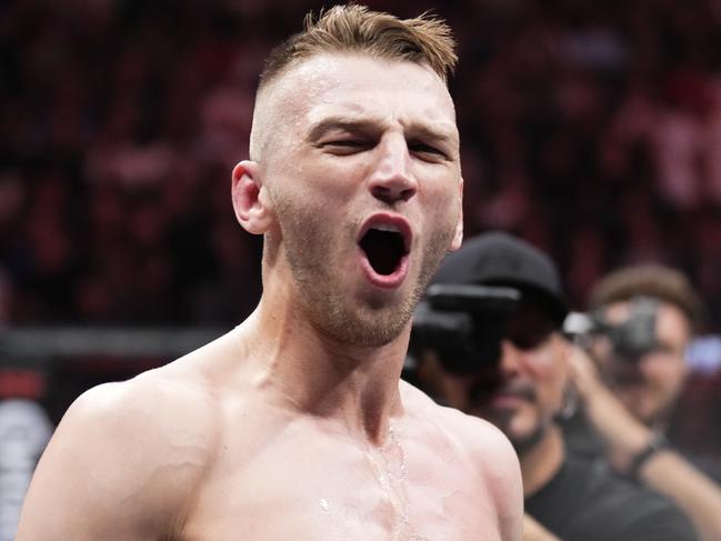 NEW YORK, NEW YORK - NOVEMBER 12: Dan Hooker of New Zealand reacts after his victory over Claudio Puelles of Peru in a lightweight bout during the UFC 281 event at Madison Square Garden on November 12, 2022 in New York City. (Photo by Chris Unger/Zuffa LLC)