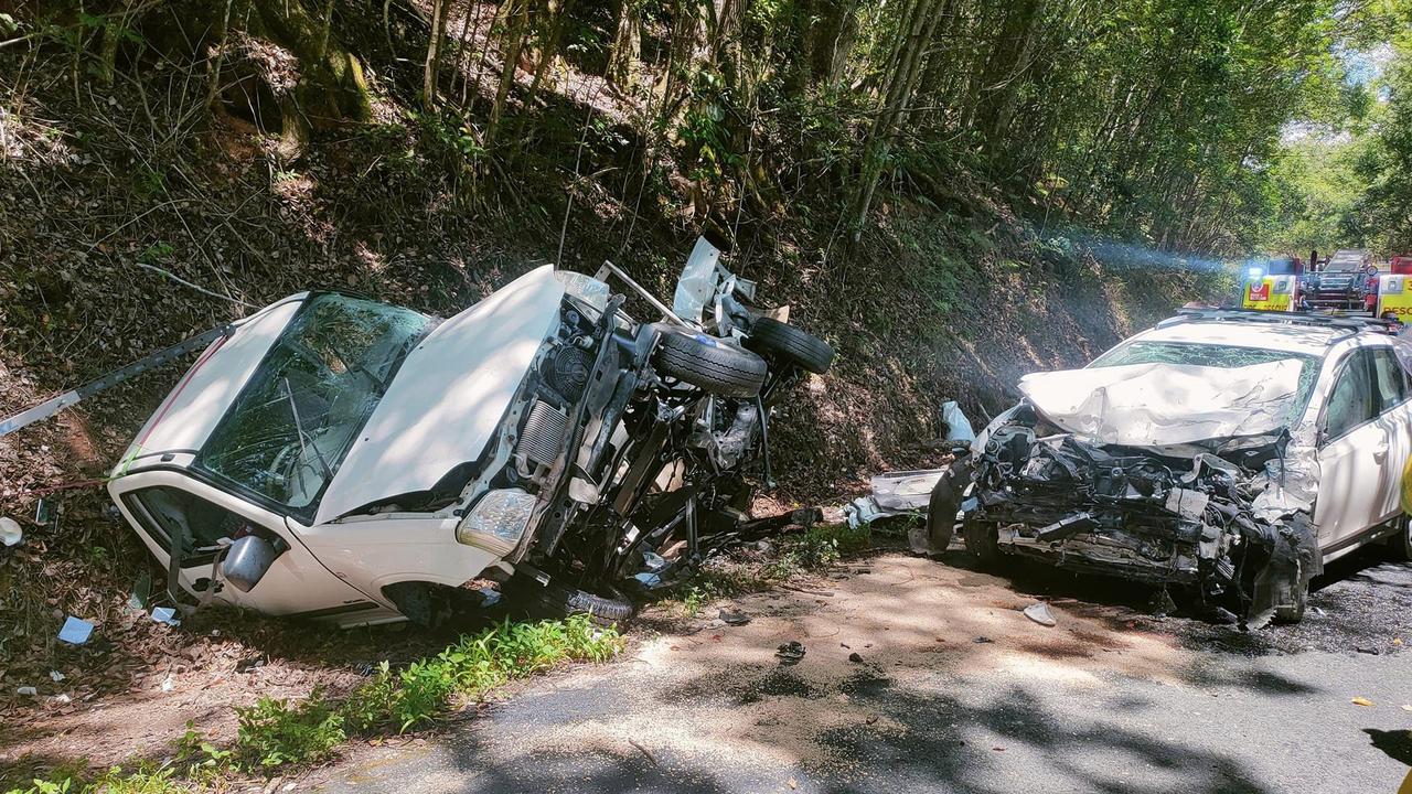 Three people rushed to hospital following two-vehicle crash