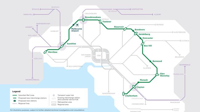 The first section, between Cheltenham and Box Hill, could be open to passengers by 2035.