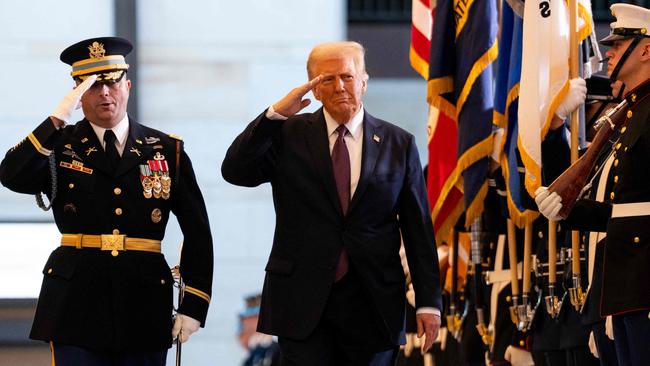 US President Donald Trump reviews the troops during Inauguration ceremonies in Emancipation Hall at the US Capitol in Washington, DC, January 20, 2025. Picture: Greg Nash / POOL / AFP