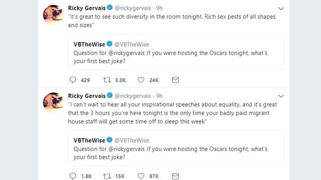 Ricky Gervais reveals the jokes he'd open with at the Oscars if he were hosting.