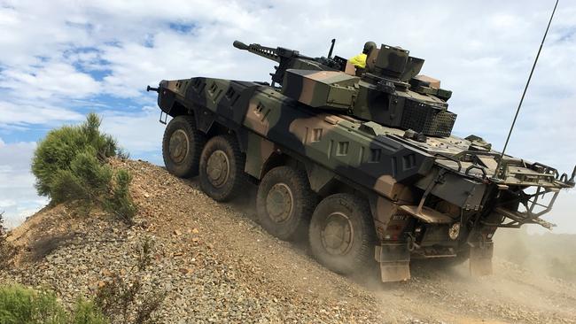 Rheinmetall Boxer CRV negotiating obstacles on the Driver Training Circuit at Puckapunyal. in Victoria