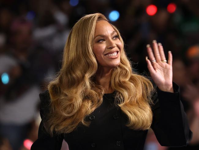 HOUSTON, TEXAS - OCTOBER 25: Recording artist Beyonce looks on during a campaign rally with Democratic presidential candidate, U.S. Vice President Kamala Harris, at Shell Energy Stadium on October 25, 2024 in Houston, Texas. Vice President Kamala Harris is campaigning in Texas holding a rally supporting reproductive rights with recording artists Beyonce and Willie Nelson.  (Photo by Justin Sullivan/Getty Images)