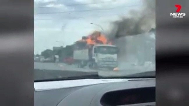 Truck fire at Grand Junction Rd, Wingfield (7 News)