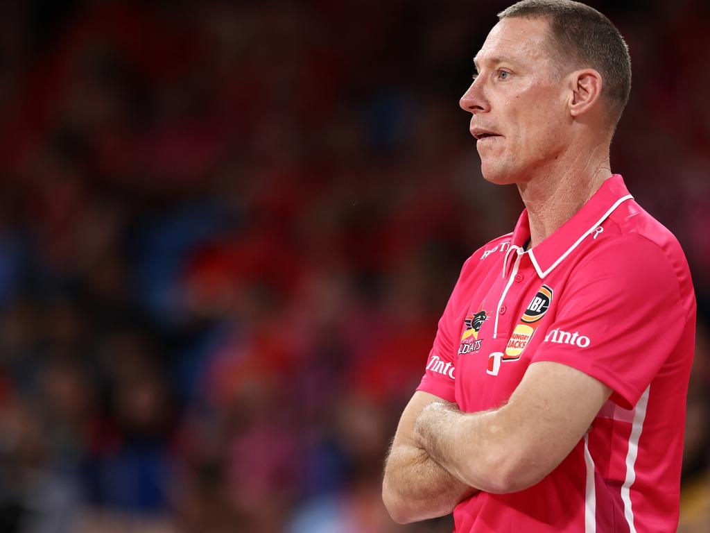 Perth Wildcats coach John Rillie has been fined twice for separate incidents in his side’s Round 1 clash against the Phoenix. Picture: Getty Images.