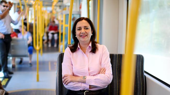 GOLD COAST, AUSTRALIA - NewsWire Photos - OCTOBER 29, 2020. Queensland Premier Annastacia Palaszczuk during a tram ride on the Gold Coast, as she campaign ahead of the state election. Picture: NCA NewsWire / Dan Peled