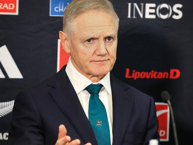 Wallabies coach Joe Schmidt’s future beyond this year’s British and Irish Lions tour of Australia remains unknown. Picture: Grant Down / AFP