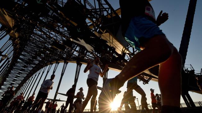 The Sydney Marathon runs across the beautiful Harbour Bridge. Picture: Peter Parks