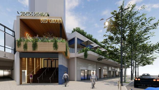 New-look Surfers Paradise Beer Garden redevelopment. Supplied by Gold Coast City Council