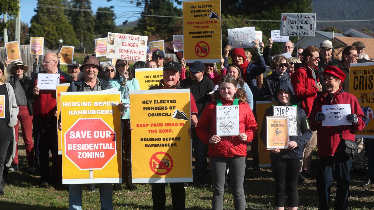 Public rally against the proposed new McDonald's for Claremont. Picture: Nikki Davis-Jones