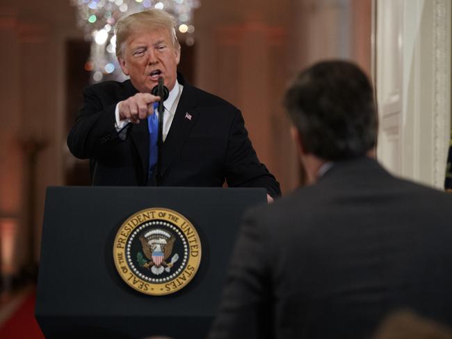 President Donald Trump speaks to CNN journalist Jim Acosta during a news conference in the East Room of the White House, Wednesday, Nov. 7, 2018, in Washington. (AP Photo/Evan Vucci)