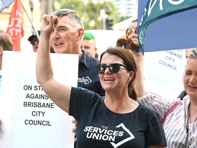 Thursday’s rally of Brisbane City Council workers. Picture: John Gass