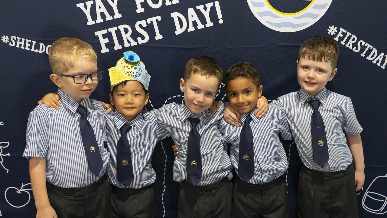 MY FIRST DAY: Sheldon College preps enjoying their first day at school. Picture: Contributed