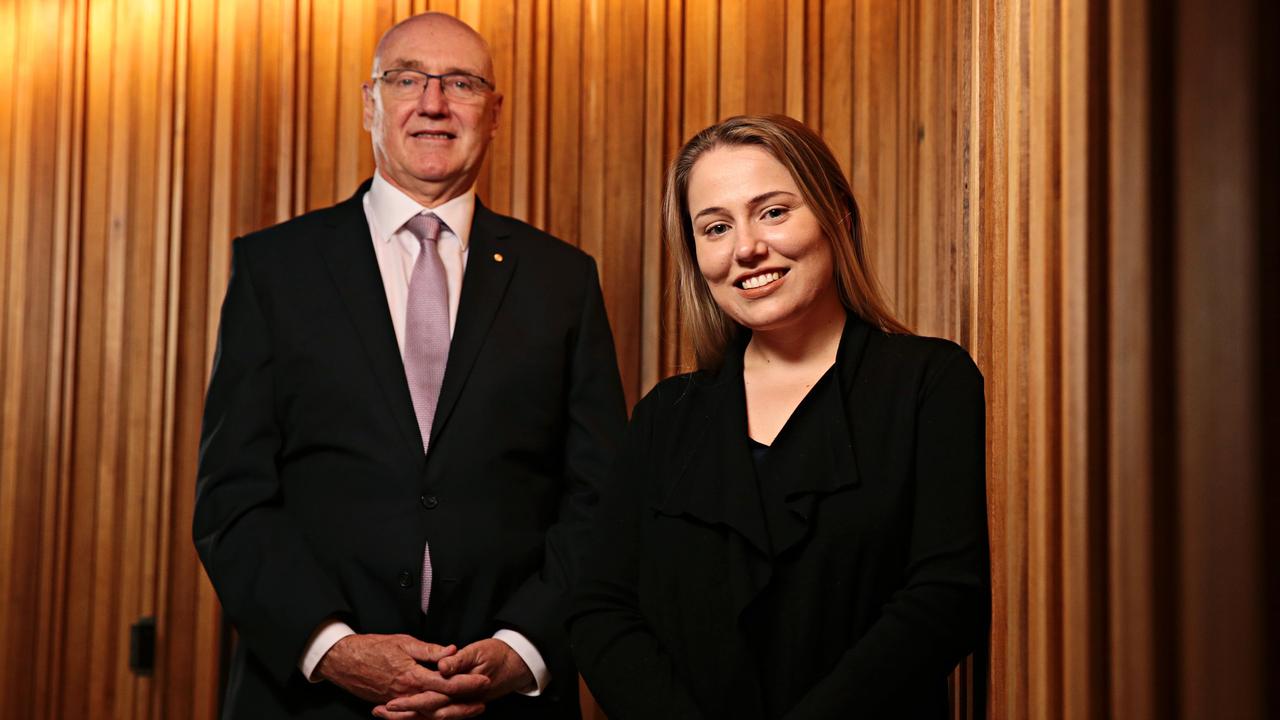 Western Sydney University Vice Chancellor Professor Barney Glover and former WSU scholarship recipient and now PHD candidate Alisha Johnson. Picture: Adam Yip